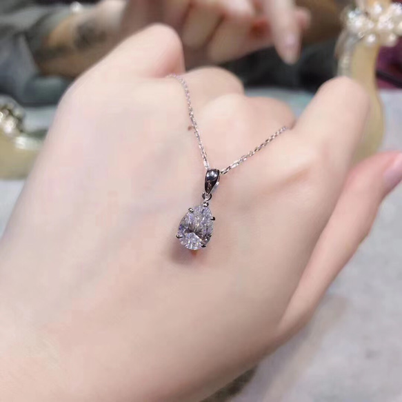 【newデザイン】2カラット　ペアシェイプ  ダイヤ　ネックレス　K18WG newデザイン】2カラットペアシェイプ ダイヤネックレスK18WG