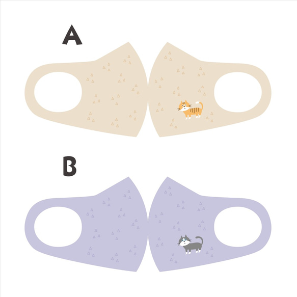 ねこのワンポイント柄マスク その1【受注制作】 2枚目の画像