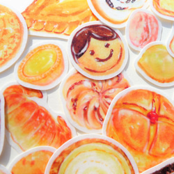 【Taiwanパン屋ｘ水彩】30種類 フレークシール 半透明お菓子 パン ケーキ マカロニ チョコ おしゃれ 台湾グルメ 3枚目の画像