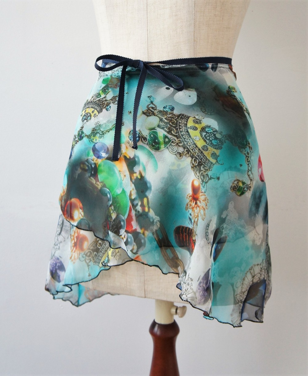 バレエ　シルクスカート[ジュエル・エメラルドA41-90] W086silkemeraldA