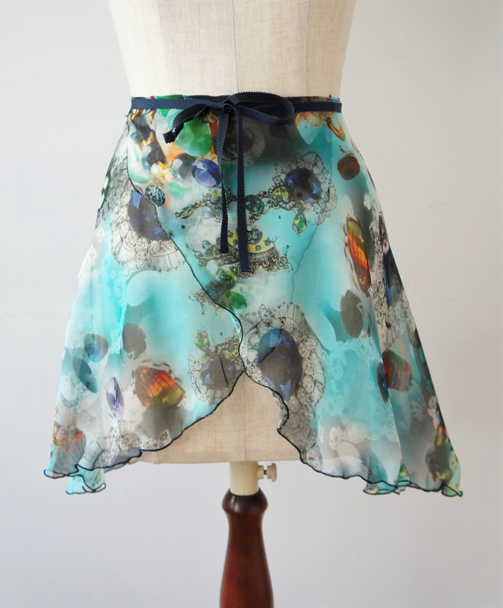 バレエ　シルクスカート[ジュエル・エメラルドB41-90] X086silkemeraldB