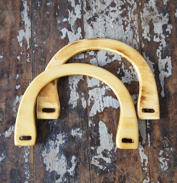 ウッドハンドル　木 [ナチュラル焼き]Bag Wood handle　取っ手 1枚目の画像