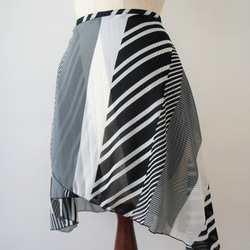 バレエ　ラップスカート[ストライプミックス×ブラックホワイト55-102] W099blackwhite 2枚目の画像