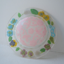 リムガラス丸皿[フラワーミックス・ピンク]土井朋子  Flowermixpink 8枚目の画像