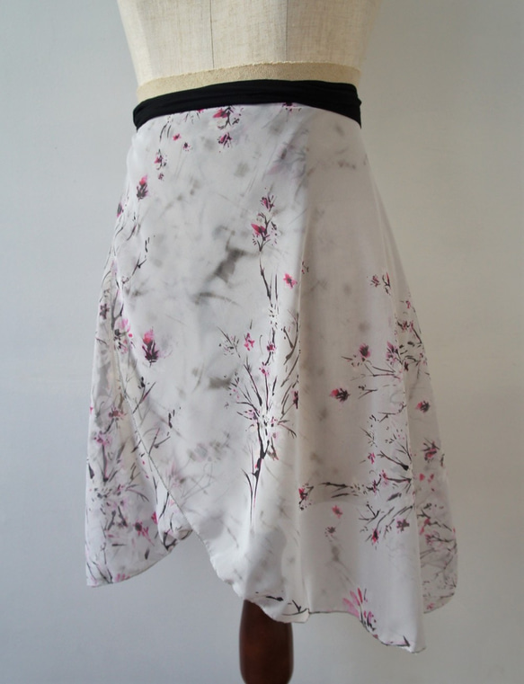 バレエ　ラップスカート[桜 グレーホワイト 50-87] X110SakuraCherryblossomswhite 7枚目の画像