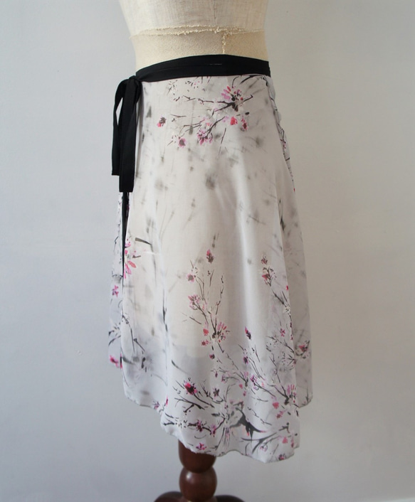 バレエ　ラップスカート[桜 グレーホワイト 50-87] X110SakuraCherryblossomswhite 10枚目の画像
