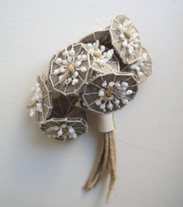 ポンポンフラワー・コサージュ[ベージュホワイト]ponponflowerbeigewhite 3枚目の画像