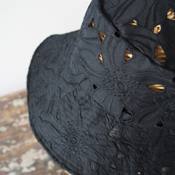 薄紗萊莎帽[繡花黑] C2911230black 第2張的照片