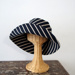 ***SALE***すごく大きいライシャ・ハット[64cmノットストライプ・ネイビーC2921288Navy 3枚目の画像