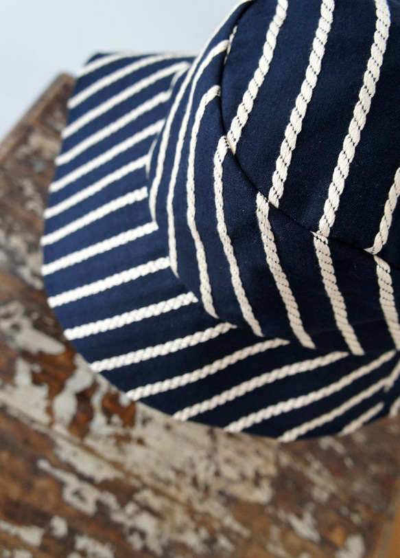 ***SALE***すごく大きいライシャ・ハット[64cmノットストライプ・ネイビーC2921288Navy 4枚目の画像