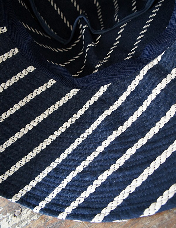 ***SALE***すごく大きいライシャ・ハット[64cmノットストライプ・ネイビーC2921288Navy 5枚目の画像