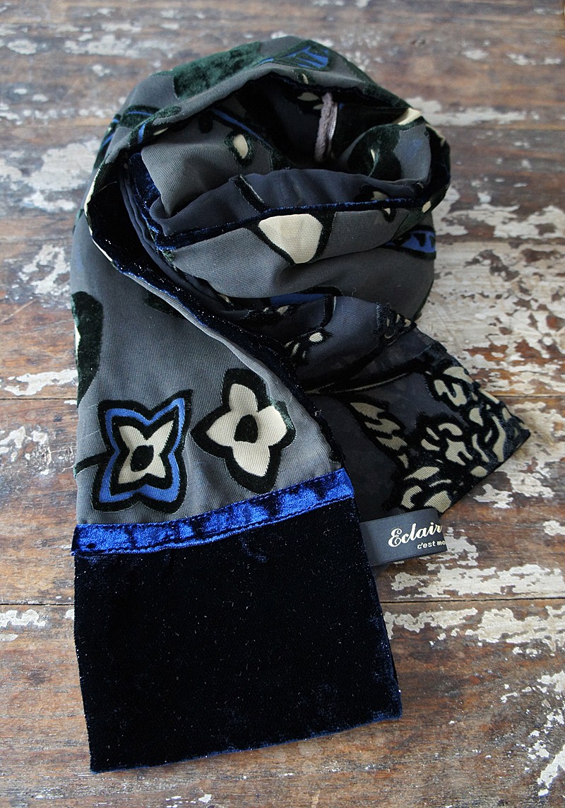 ベルベット・マフラー[ネイビーミックス]M4471VelveteenNVmix