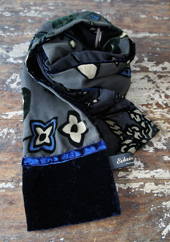 ベルベット・マフラー[ネイビーミックス]M4471VelveteenNVmix
