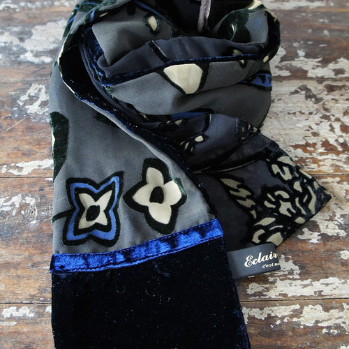 ベルベット・マフラー[ネイビーミックス]M4471VelveteenNVmix