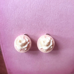 玫瑰·耳環[白玫瑰×桃花粉] Whiterose-peachpuff 第3張的照片