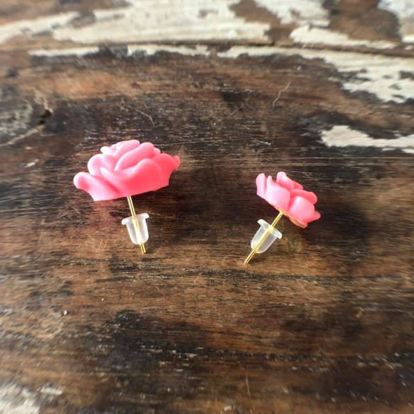 玫瑰·耳環[薔薇粉] pinkrose耳釘 第3張的照片