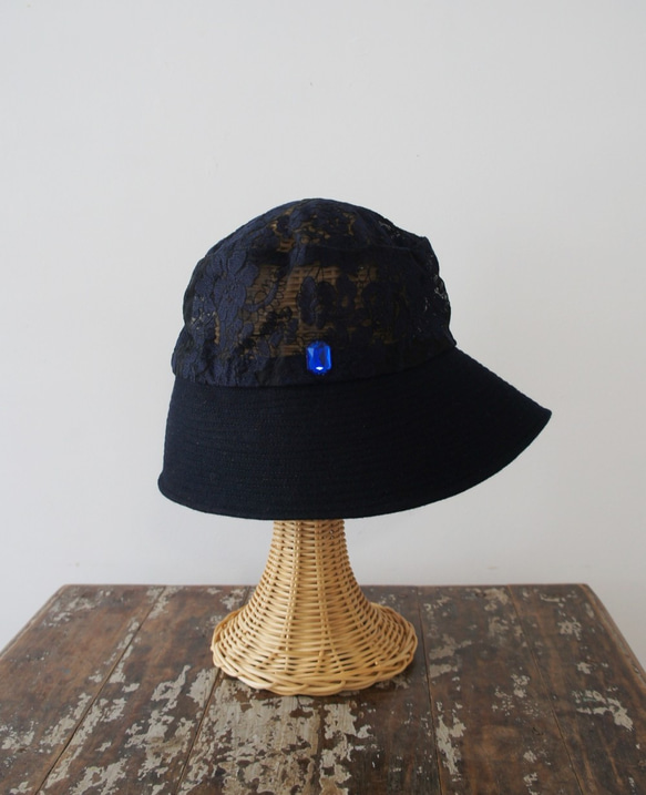 超大號 Treasure Cloche [Mauve Lace Navy] C3021418big 第2張的照片