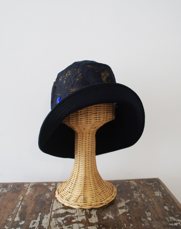 超大號 Treasure Cloche [Mauve Lace Navy] C3021418big 第4張的照片