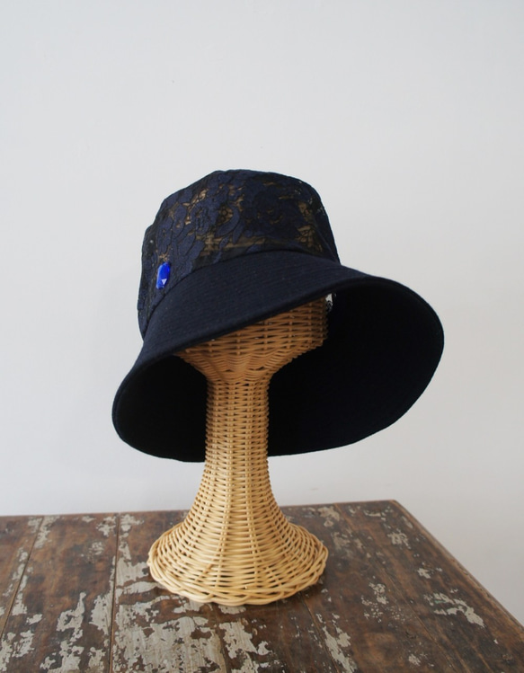 Treasure Cloche [紫紅色蕾絲海軍藍] C3021418navy 第1張的照片