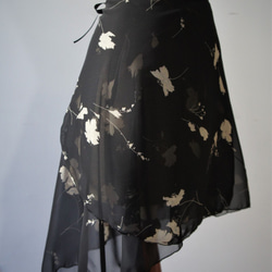 バレエ　ラップスカート[フラワー・ブラック] W031flowerblack 2枚目の画像