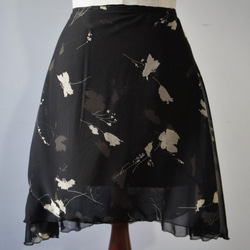 バレエ　ラップスカート[フラワー・ブラック] W031flowerblack 4枚目の画像