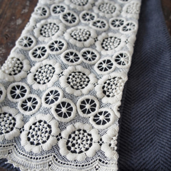 ウールレース・ストール[ウールフラワー・グレー]M531424grey 6枚目の画像