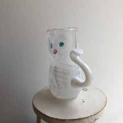 限定販売***ねこっぷ[ホワイト×クリア]土井朋子　白猫cat cup 5枚目の画像