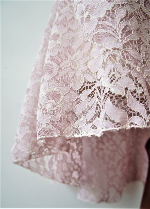 芭蕾羅素蕾絲裙&lt;+面具&gt;【粉紅x灰白56-90】R070粉紅x白 第5張的照片