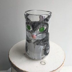 限定販売***ねこっぷ[グレー×クリア]土井朋子　サバトラ猫cat cup 1枚目の画像