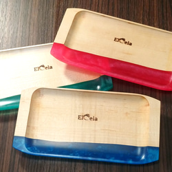 【舒適迎接顧客的高級木質樹脂收銀盤】Elcela木質藍粉色綠色 第1張的照片