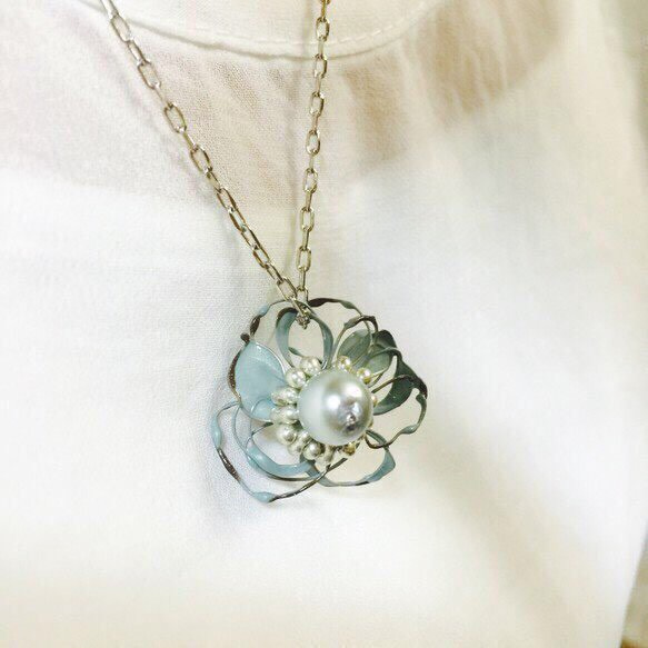 【monokli】chocolate mint flower necklace 3枚目の画像