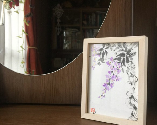 monokli】季節の花の水墨画〜初夏の藤 絵画 Noilmok by k 通販 2052536