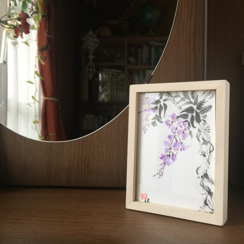 monokli】季節の花の水墨画〜初夏の藤 絵画 Noilmok by k 通販 2052536