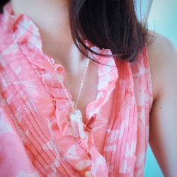 【monokli】pink crystal beachy necklace 1枚目の画像