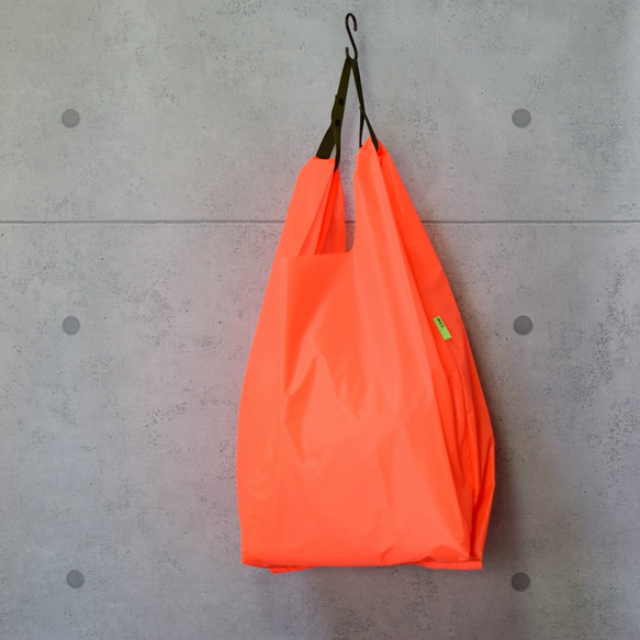 2way環保袋，也可用作單肩包&lt;熒光橙&gt;防水且輕便 第5張的照片