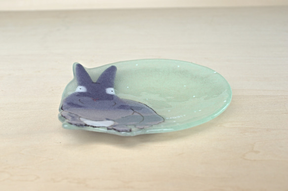 【ガラス】動物小皿 ウサギ ミントグリーン 6枚目の画像