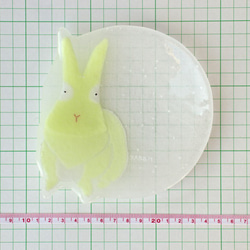 【ガラス】動物小皿 ウサギ 白 3枚目の画像
