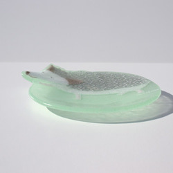 【ガラス】動物小皿 ハリネズミ ミントグリーン 6枚目の画像