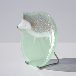 【ガラス】動物小皿 ハリネズミ ミントグリーン 7枚目の画像