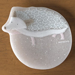 【ガラス】動物小皿 ハリネズミ 白 1枚目の画像