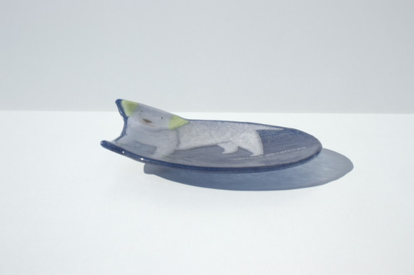 【ガラス】動物小皿 ラブラドール 藍色 3枚目の画像