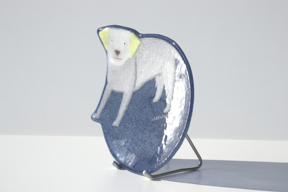 【ガラス】動物小皿 ラブラドール 藍色 5枚目の画像