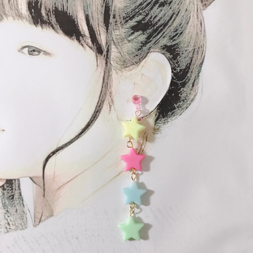 子供 ビーズ イヤリング ☆お星様☆ 子供 ビーズ イヤリング ☆お星様☆
