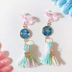 【1278】レジンモチーフとタッセルのピアス 1273】レジンモチーフとタッセルのピアス 即納・送料無料】3色