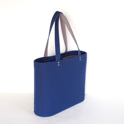 オーバル形のA4横トートバッグ 花紺 倉敷帆布使用 華シリーズ180823n