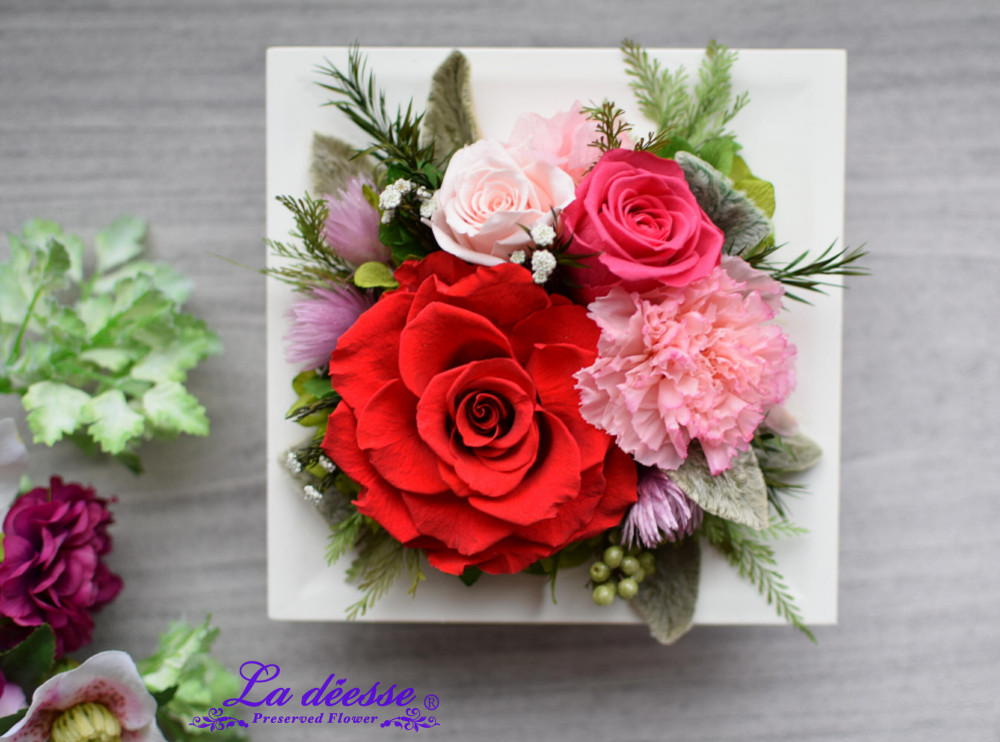 再販♪【クリーマ限定】大きなローズの華やかギフトフレームアレンジ_3WAY使用可能　Creema限定