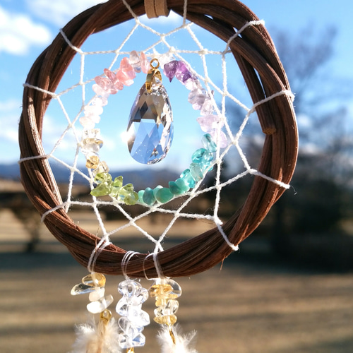 森のナチュラルドリームキャッチャー[サンキャッチャー しずく] サン