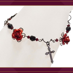 Gothic・Punk・Gothic Lolita Visual Kei Rose &amp; Cross Bracelet/R 第3張的照片