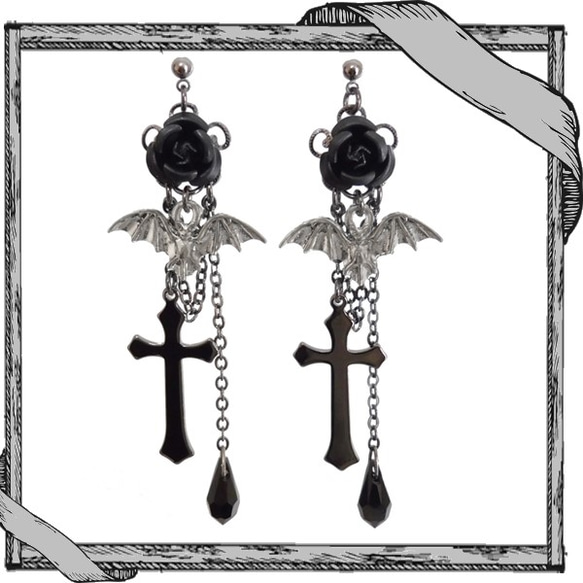 ゴシック・パンク・ゴスロリヴィジュアル系薔薇＆コウモリ＆十字架の