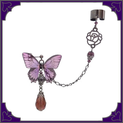 Butterfly蝴蝶紫紫色穿孔耳環耳套耳夾耳套哥特 第2張的照片